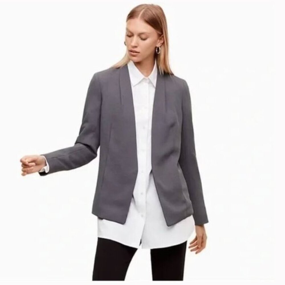 Aritzia Babaton Keith Collarless Tailored Blazer Grey Size 4